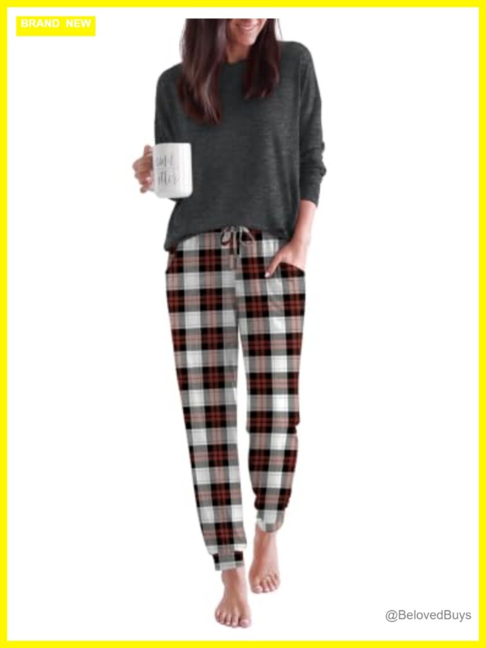 Ekouaer Women's 2-Piece Pajama Set Long Sleeve Lounge Joggers